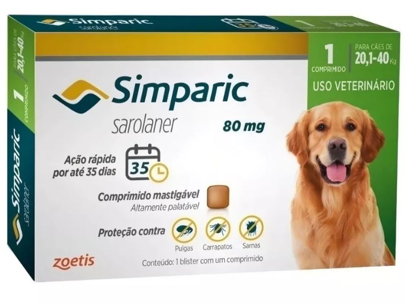 Antipulgas e Carrapatos para cães Simparic.
